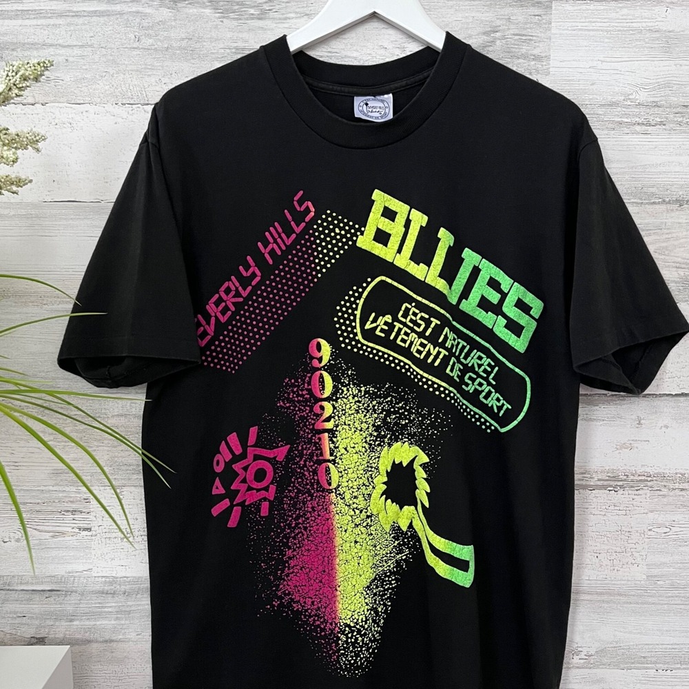 Vintage 90s Beverly Hills Blues 90210 Neon Print Shirt - XL